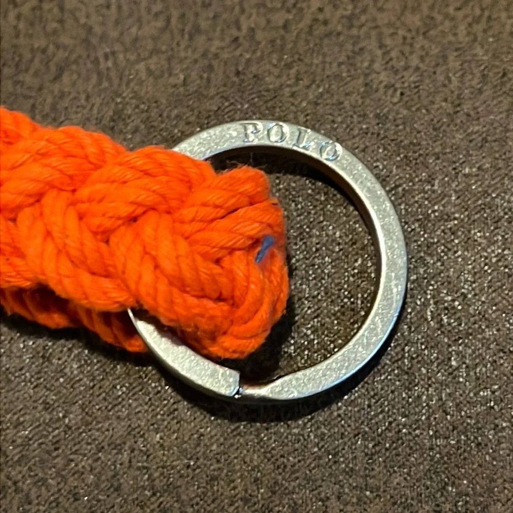 Polo Ralph Lauren cotton keychain key chain nautical new lanyard FOB orange